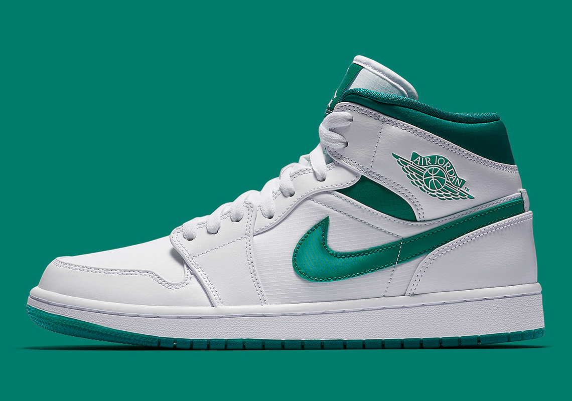 The Air Jordan 1 Mid Returns In White and Mystic Green
