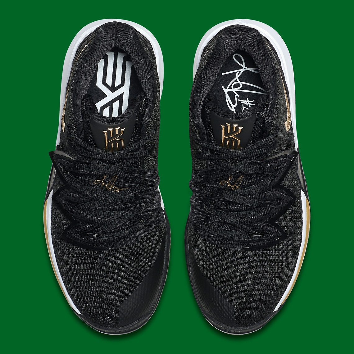kyrie 5 shoes black and gold