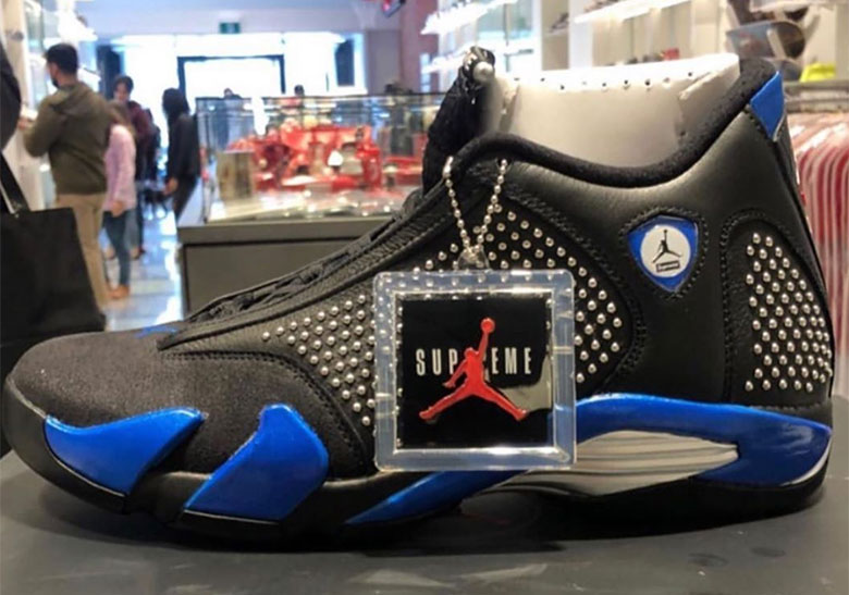 Supreme Jordan 14 Black + Blue Release 