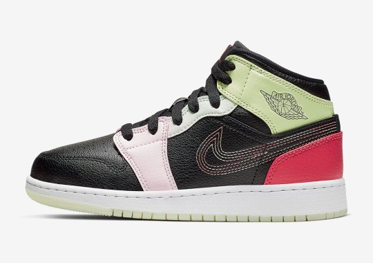 Detailed Look At The Air Jordan 1 Mid GS With Multi-Stitched Swooshes