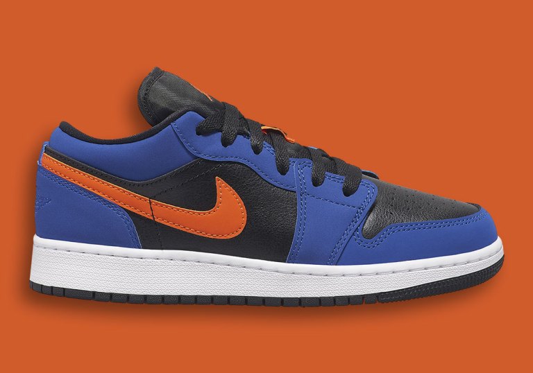 Air Jordan 1 Low GS Black Blue Orange 553560-480 Release  display picture 2