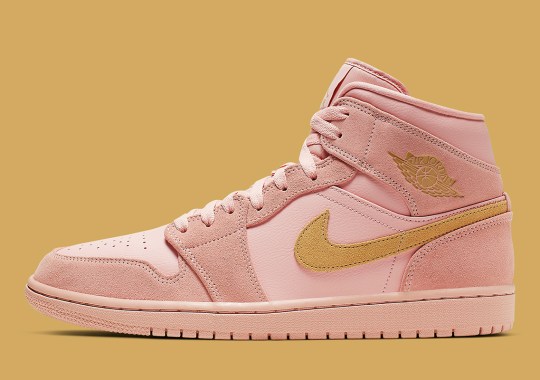 Air Jordan 1 Mid SE Arrives In Coral Suede And Gold