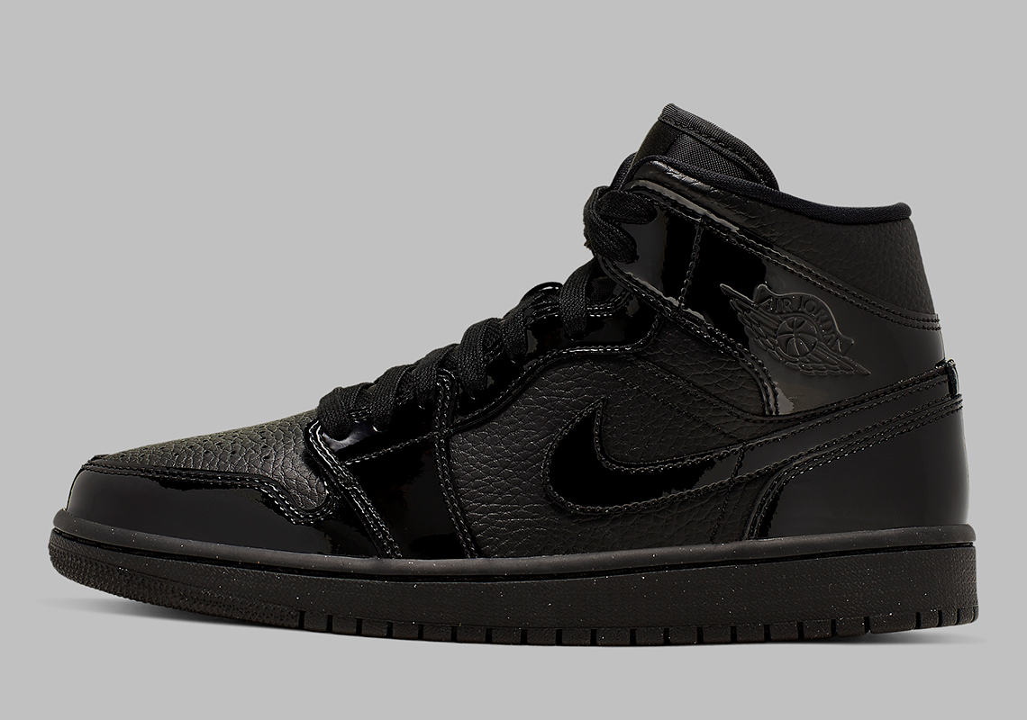The Air Jordan 1 Mid Pairs Patent And Pebbled Leather