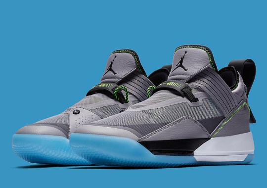 The Air Jordan 33 Low Appears In Cement Grey, Volt, And Blue