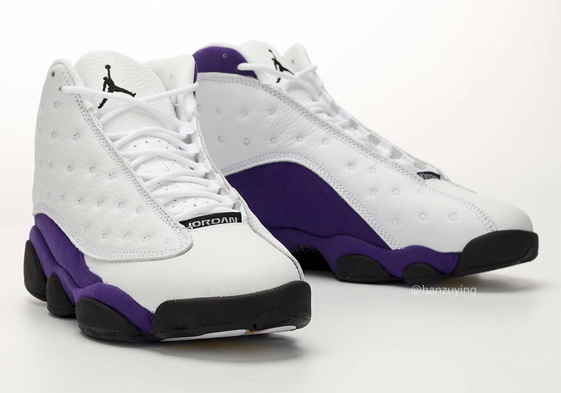 white and purple jordan 13