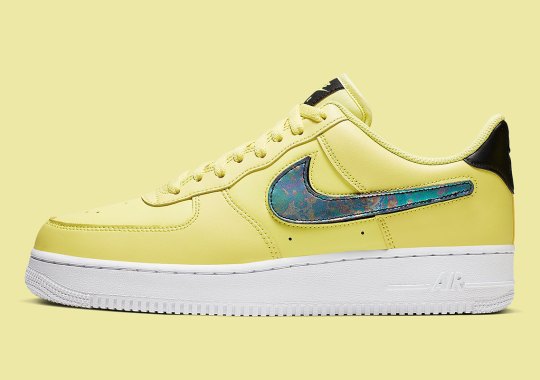 Nike Adds Oil Stained Swooshes On These Yellow Air Force 1s