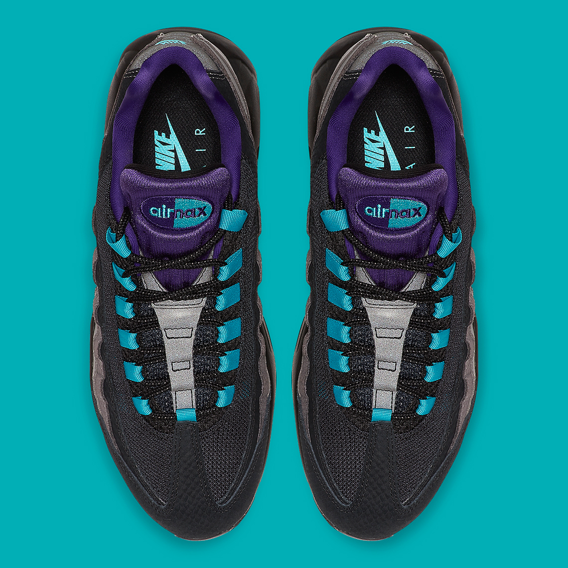 Nike Air Max 95 Black Court Purple Teal Nebula AO2450-002 | SneakerNews.com