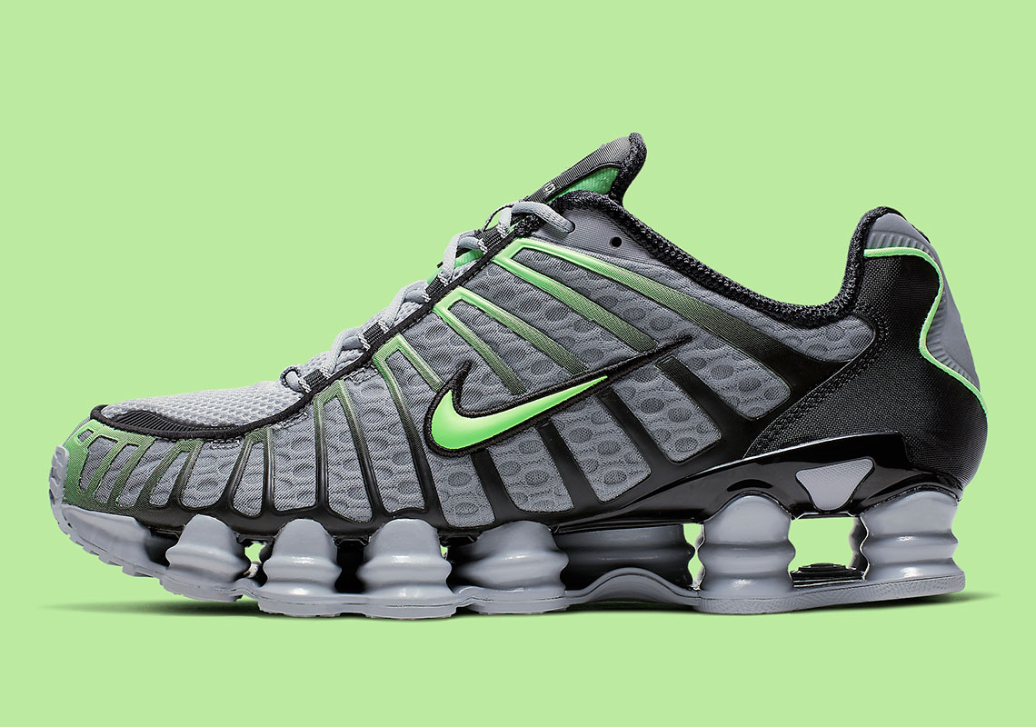 The Nike Shox TL Arrives In Wolf Grey With Brushed Lime Blast Accents