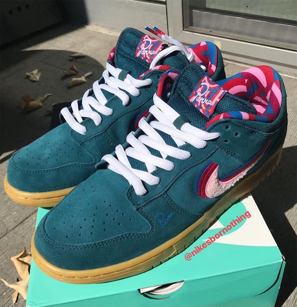 Parra Nike Sb Dunk Friends And Family Teal 1