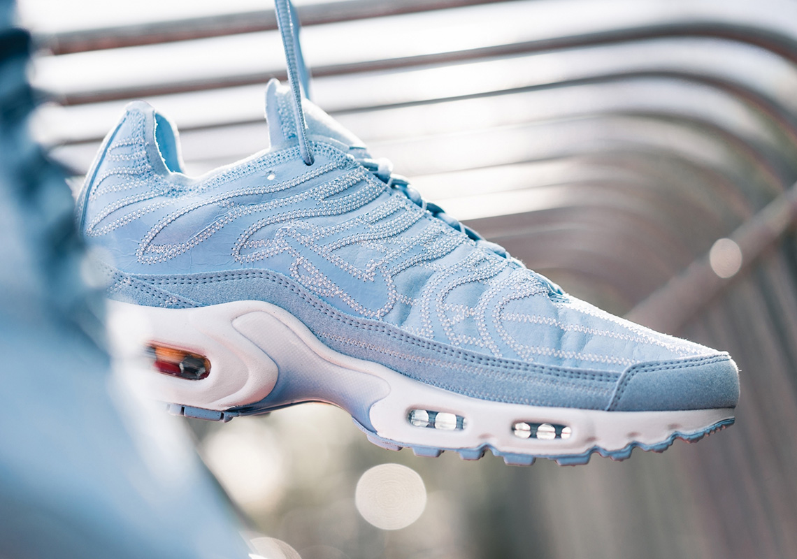 A Fully Deconstructed Nike Air Max Plus Features Exposed Stitch Lines