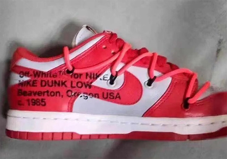 off white nike dunk low red