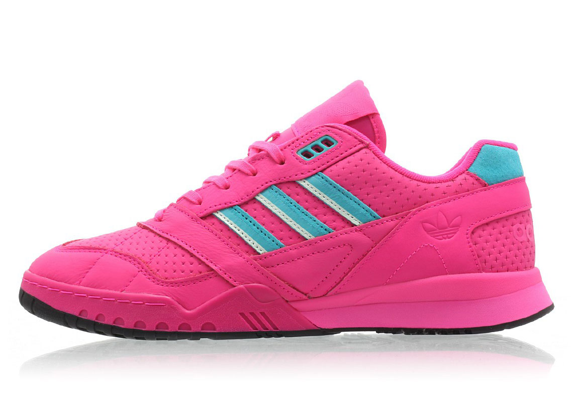 neon pink adidas sneakers