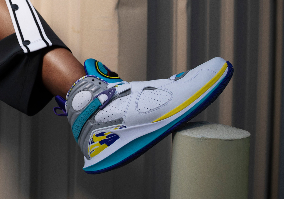 NikeCourt Air Jordan 8 White Aqua Release |