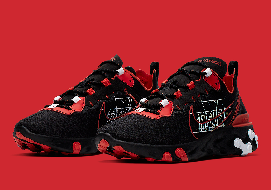 nike element react black and red