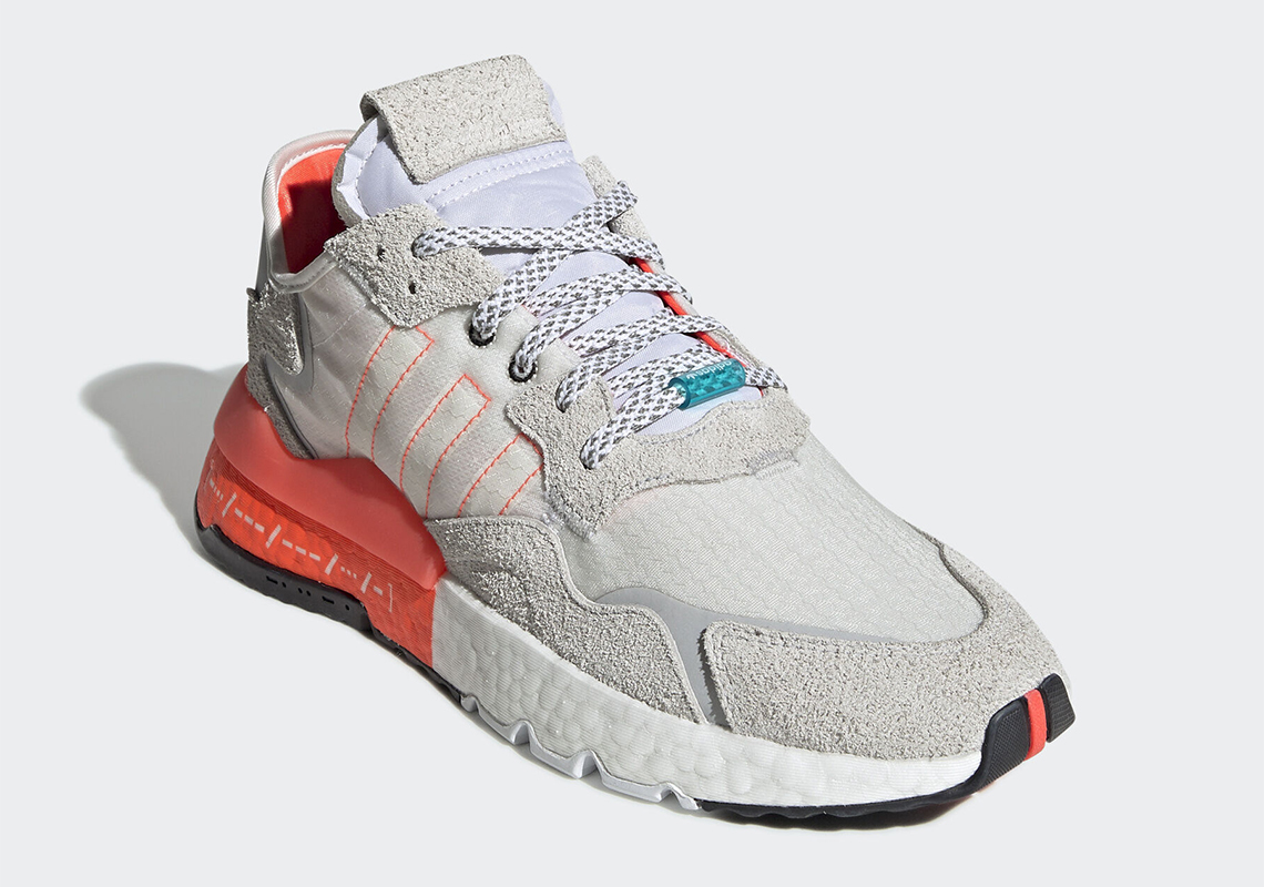 Adidas nite jogger white orange sale