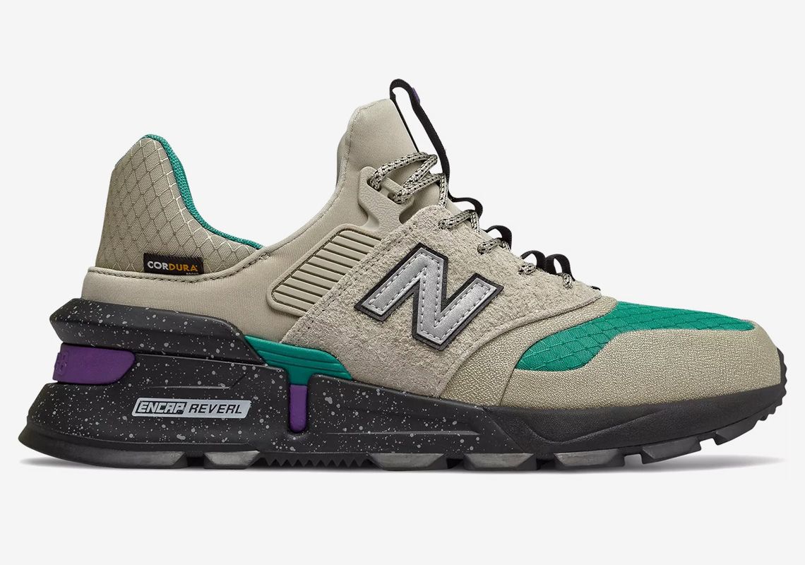 The New Balance 997S Cordura Pairs Up An Rock Grey With Green