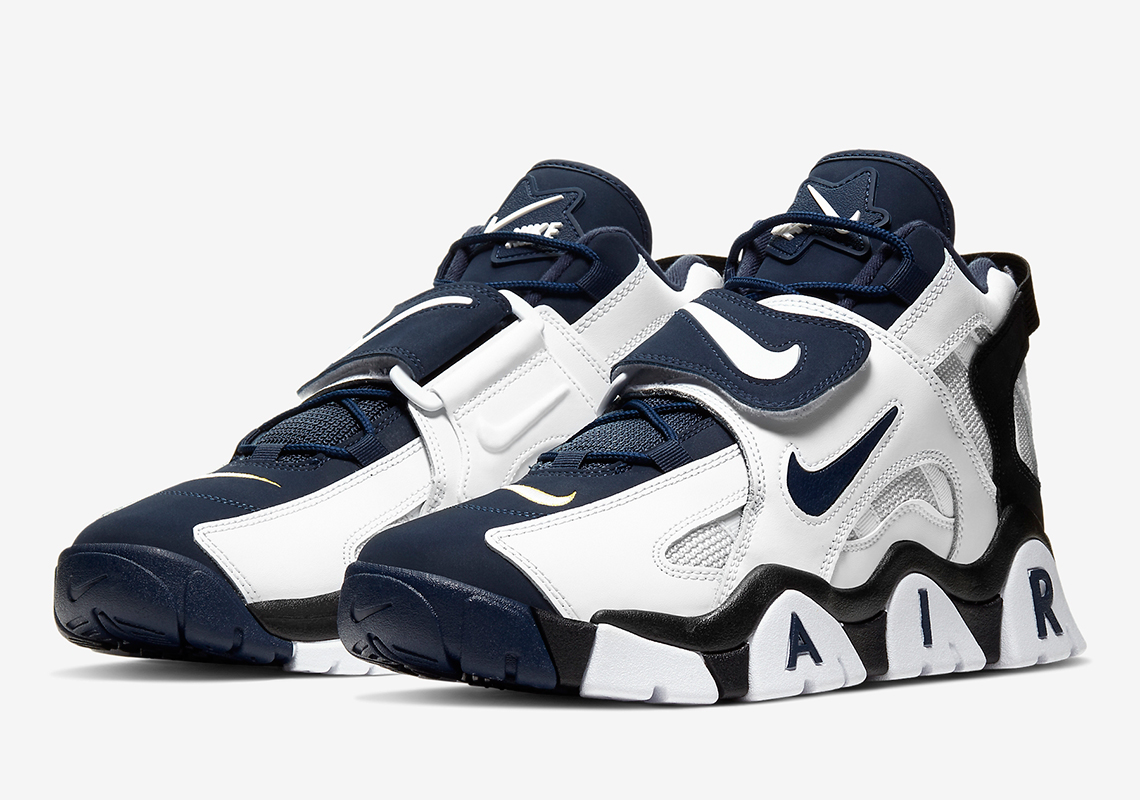 Nike Air Barrage Mid White Navy Gold AT7847-101 Release Info 