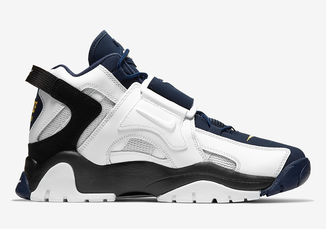 Nike Air Barrage Mid White Navy Gold AT7847-101 Release Info 