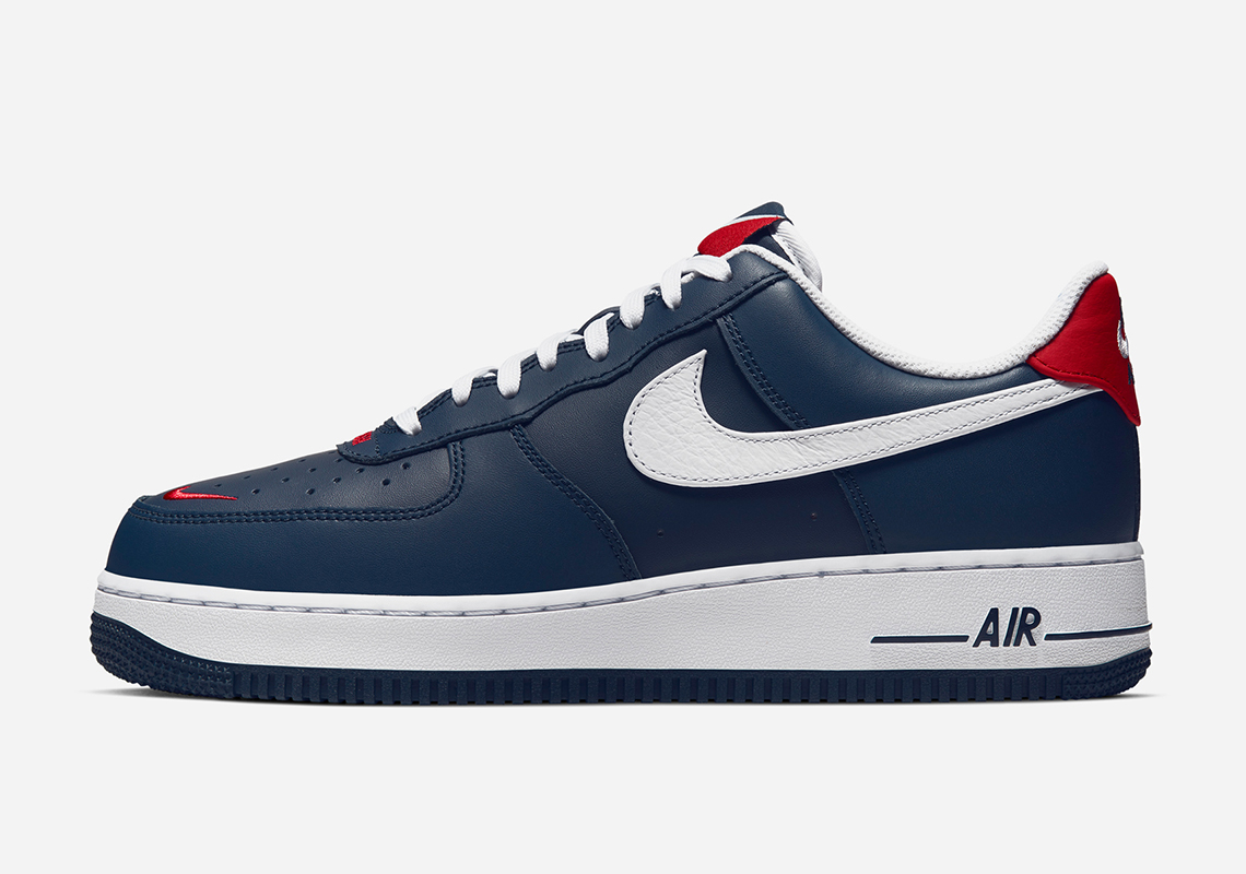 nike air force 1 blue and red swoosh