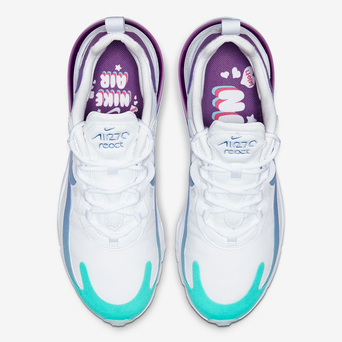Nike Air Max 270 React Women’s Shoe Size 8 (AT6174-102) White - Blue - Green