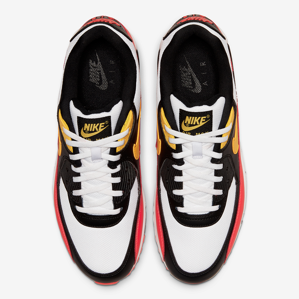 Red and black on sale nikes with yellow laces