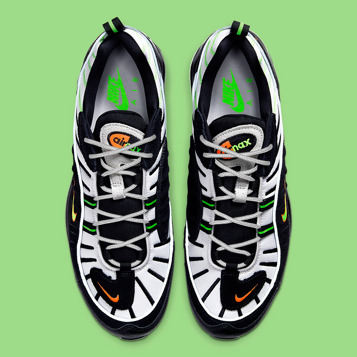 nike air max 98 platinum tint black & green