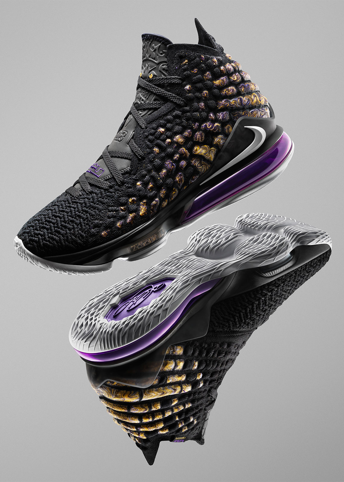 lebron james shoes purple and gold