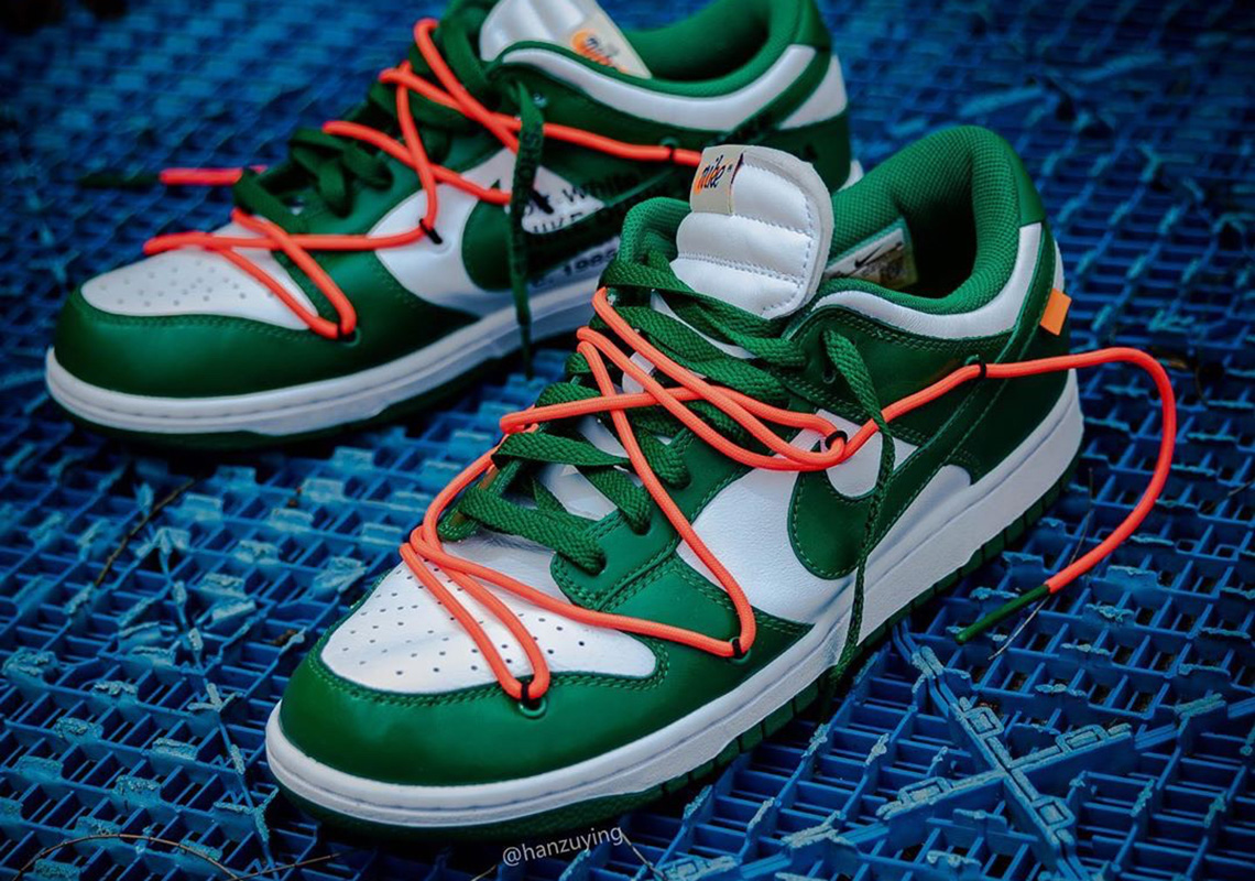 Off-White Nike Dunk Low University Red Pine Green Michigan Release 