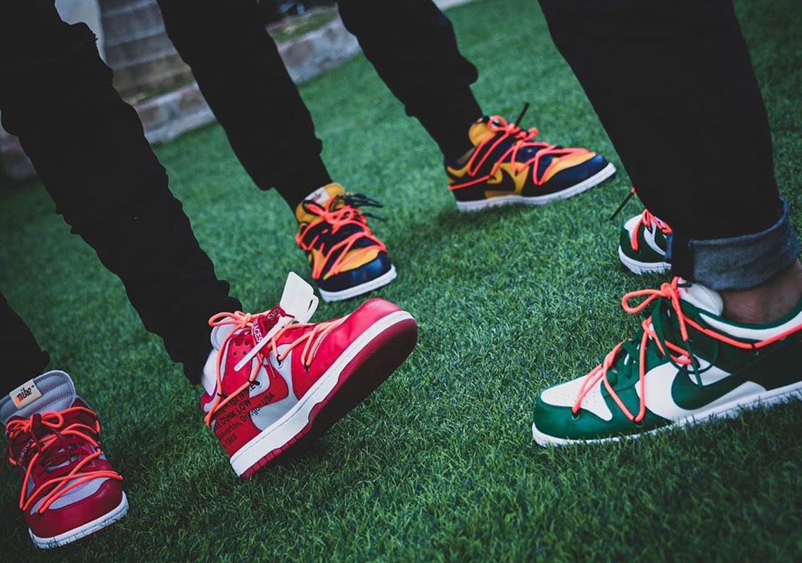 Off-White Nike Dunk Low University Red Pine Green Michigan Release ...