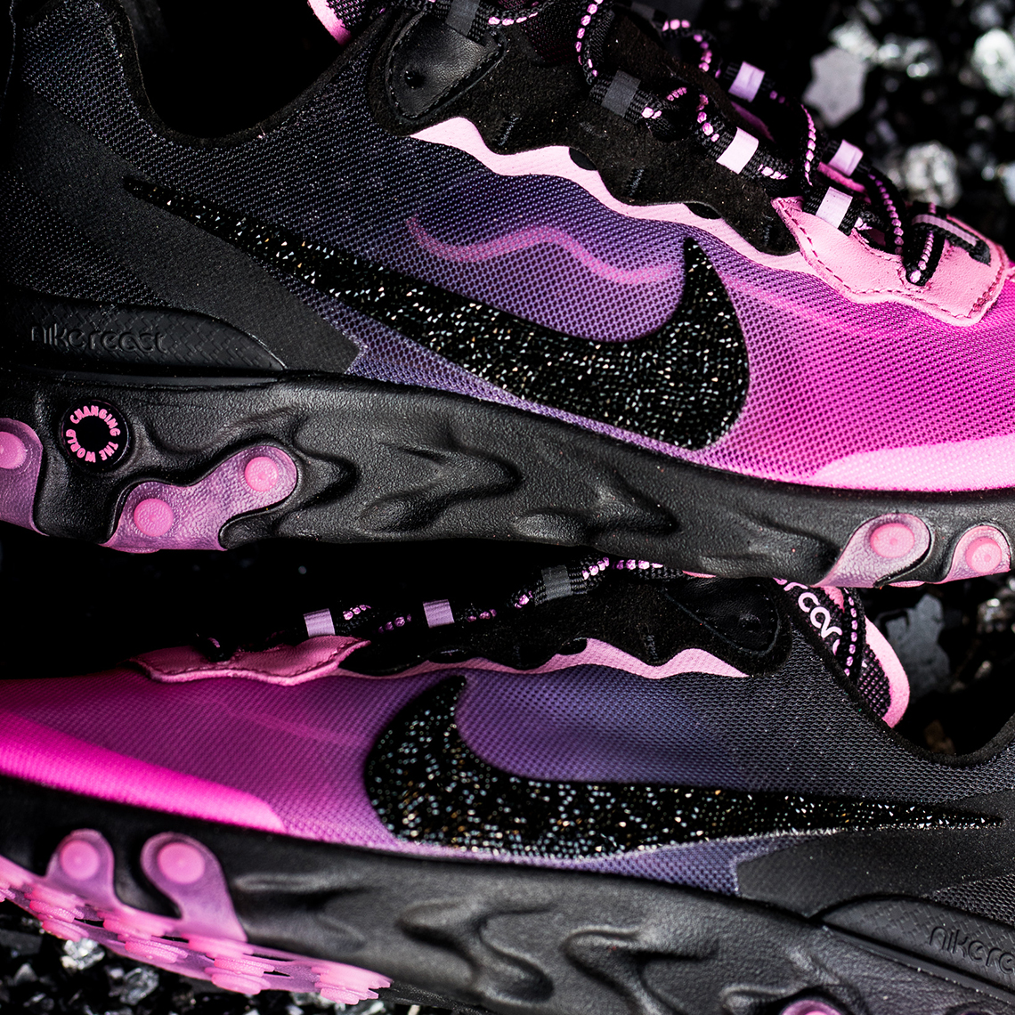 Sneaker Room Nike React Element 87 Black Pink Swarovski 3