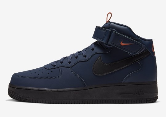 Nike Adds Tongue Pulltabs To This Air Force 1 Mid In Navy And Orange