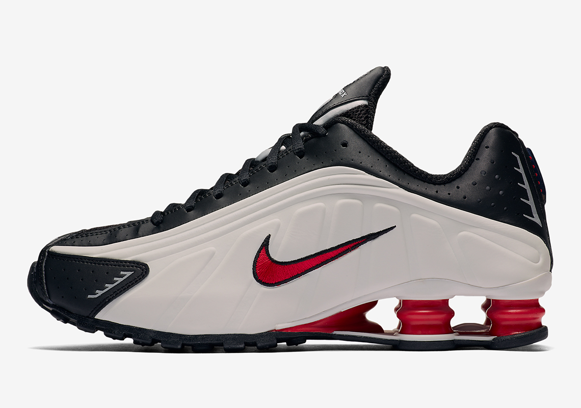 nike shox r4 black and red