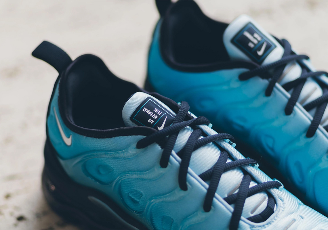 white and baby blue vapormax plus