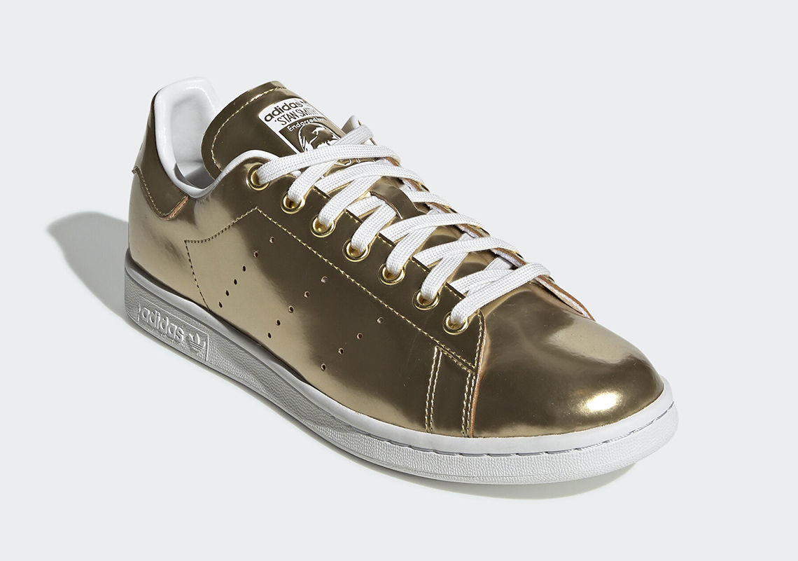 stan smith shoes gold metallic