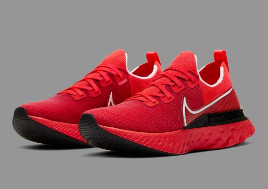 The Nike Infinity React Run Appears In A Crimson Red Colorway