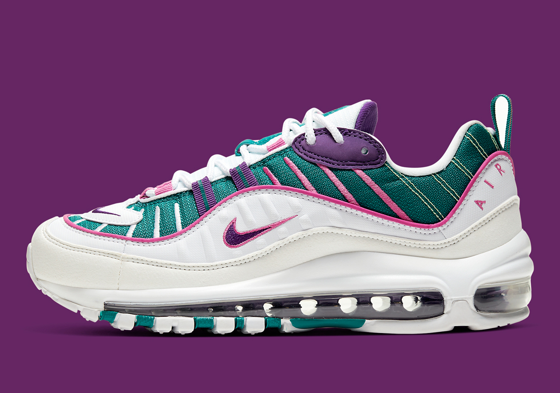 purple and teal air max 98