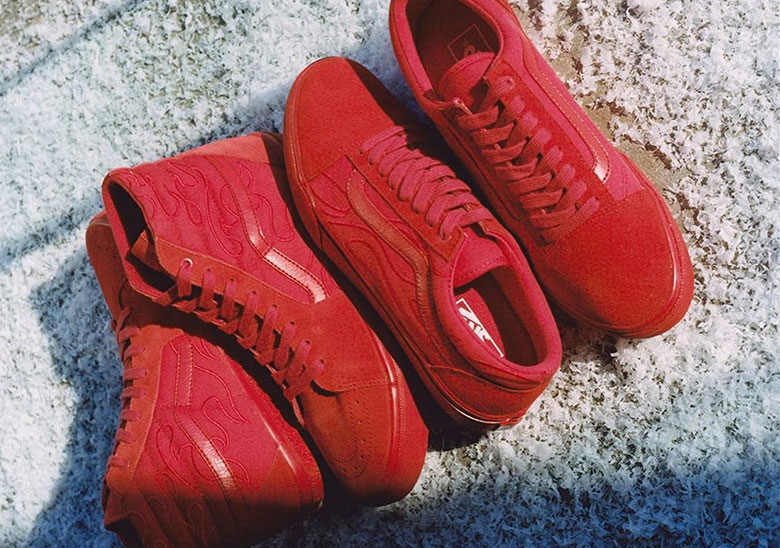 The Vans "Volcano Pack" Adds Tonal Red To Classic Flames Pattern
