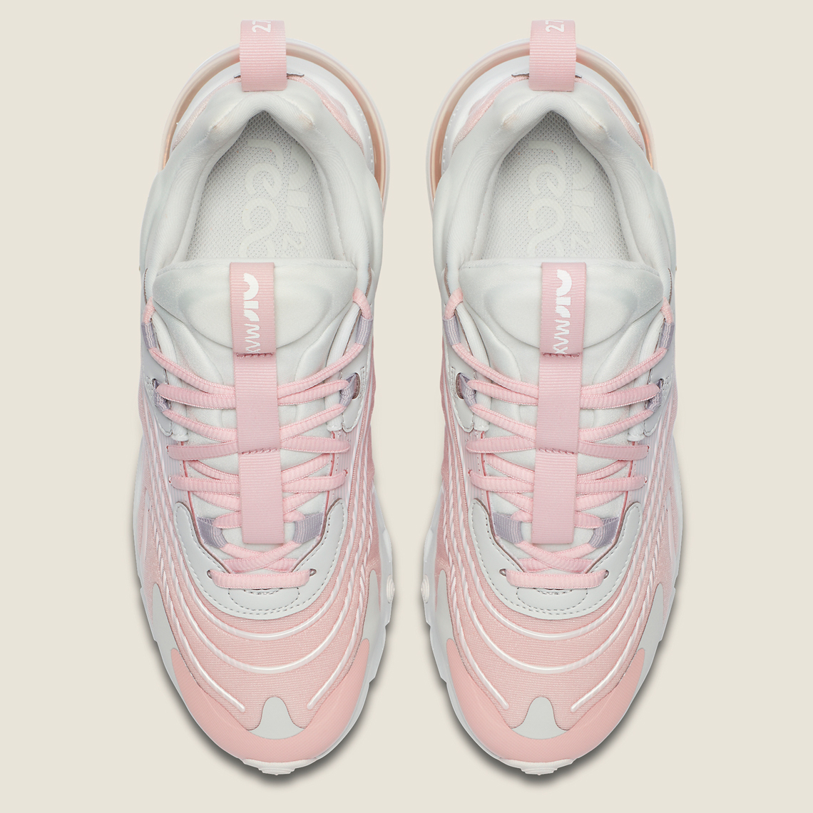 nike air max 270 react engpink and white sneakers