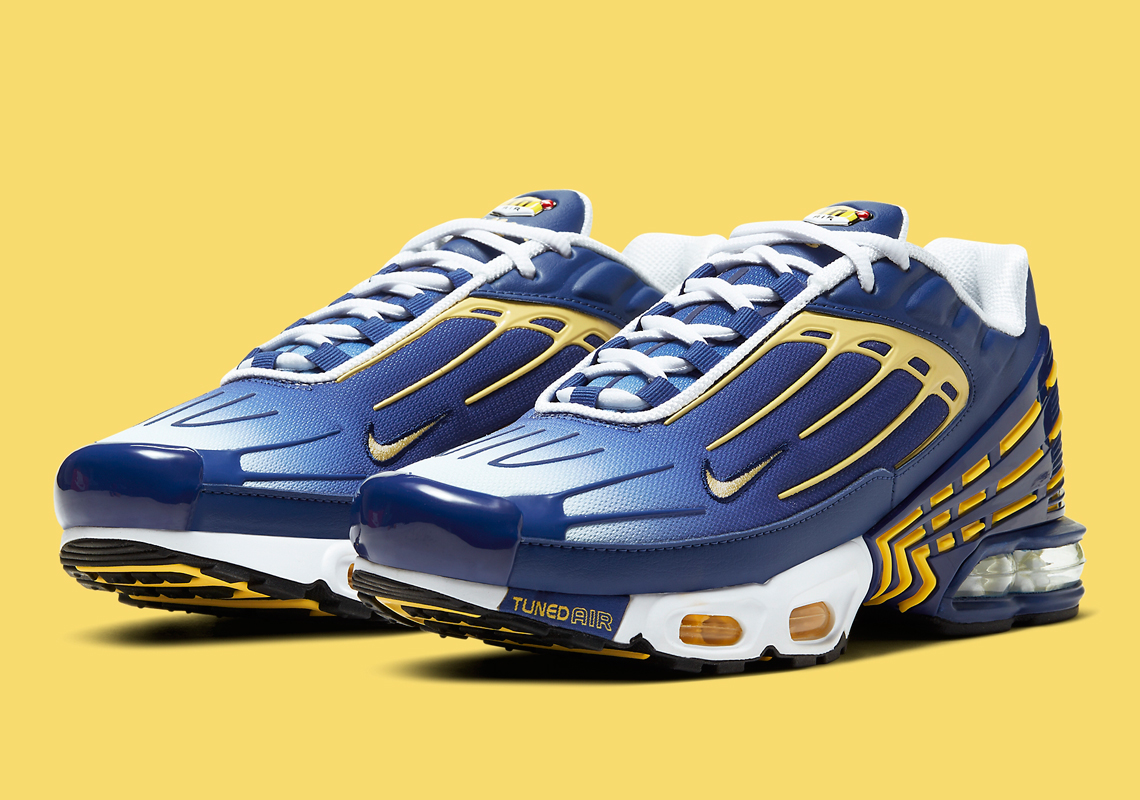 blue and yellow nike tn