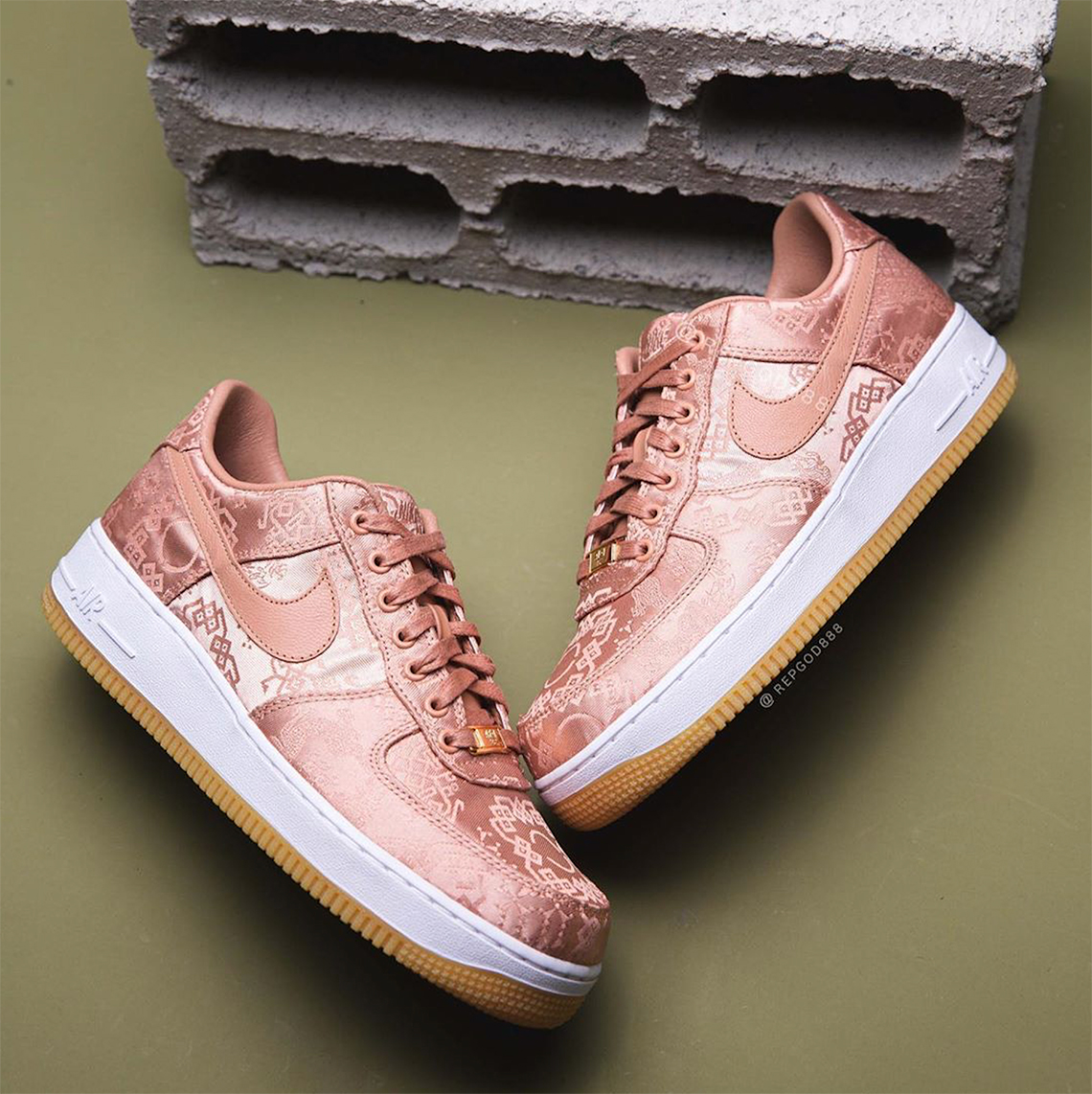 clot x nike air force 1 low rose gold silk