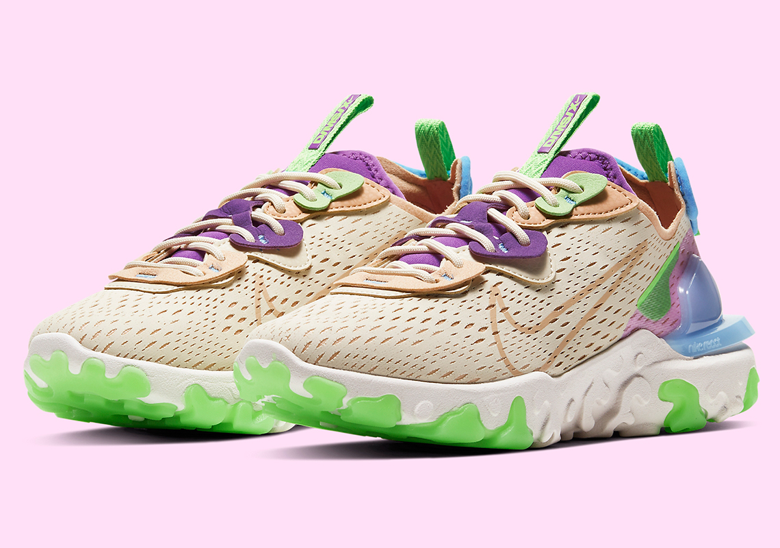 nike react vision in cream pink and green