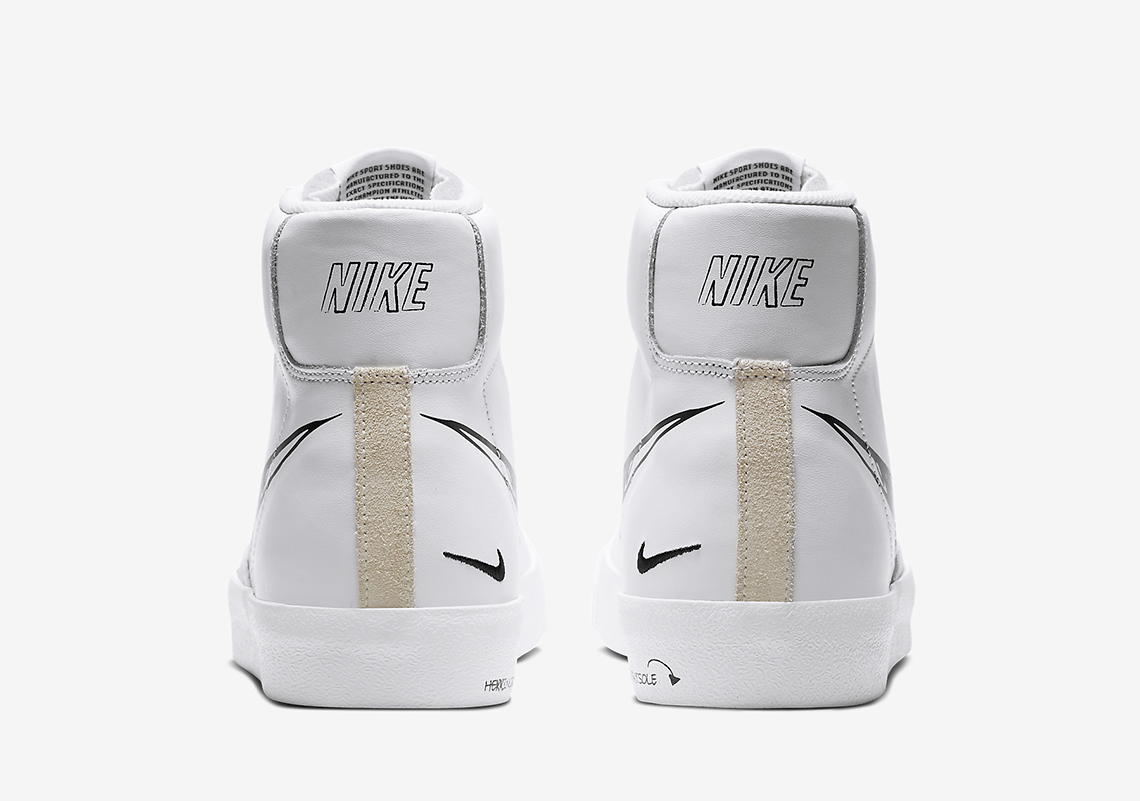 Nike Blazer Mid White Black Scribble Cw7580 101 1