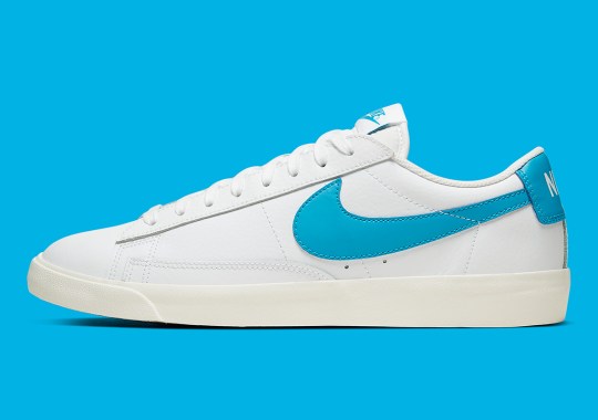 The Nike Blazer Low Leather Tacks On A UNC Blue Swoosh