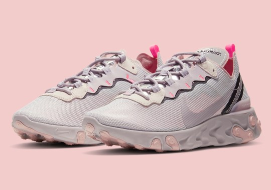 A Soft Platinum Violet Appears On The Nike React Element 55