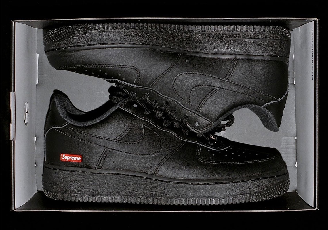 supreme black air force ones