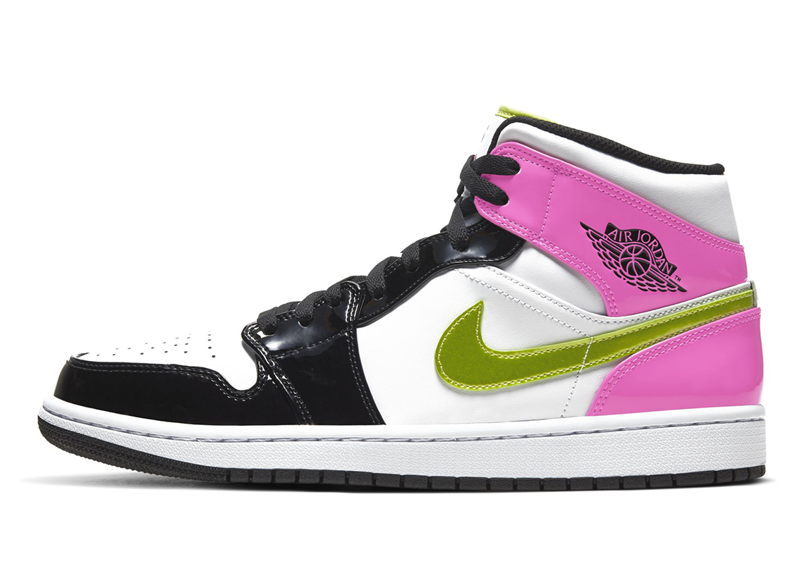 lime green pink and white jordans