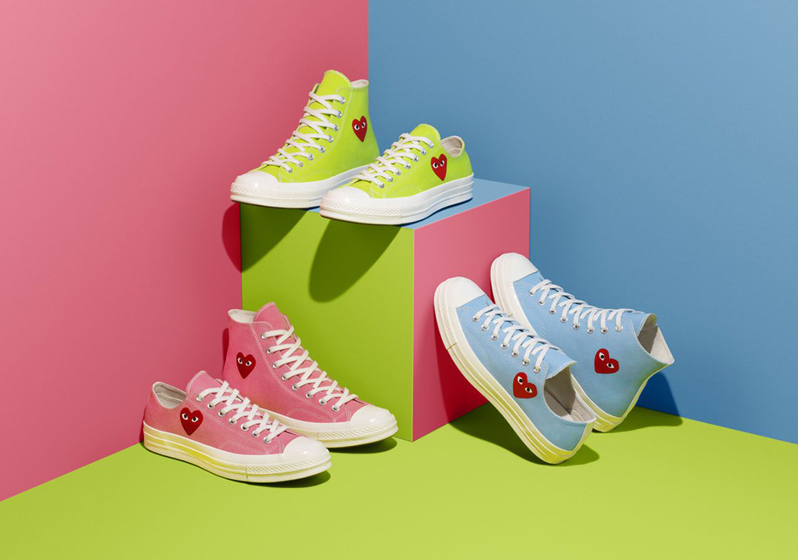 CDG PLAY Converse Chuck 70 Pink Blue Green Release Date 