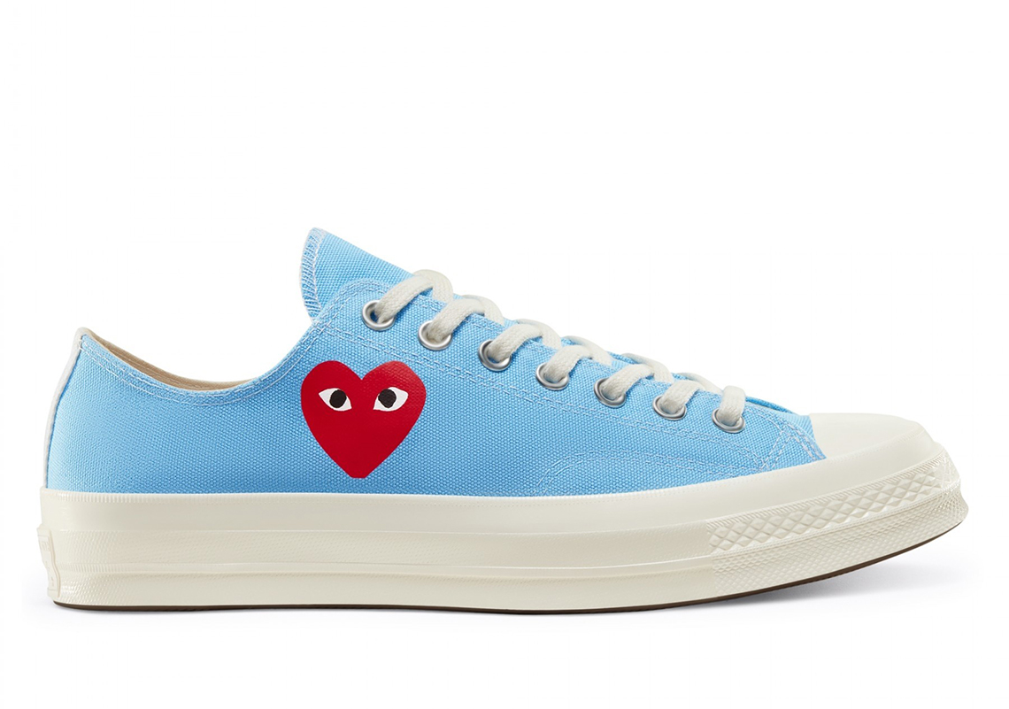 Cdg Play Converse Chuck 70 Low Blue 1