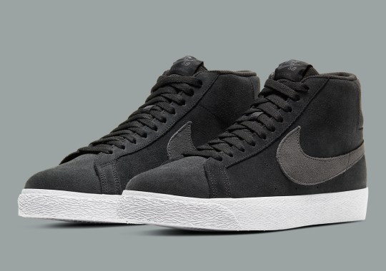 The Nike SB Zoom Blazer Mid Is Draped In Black And Grey Suede