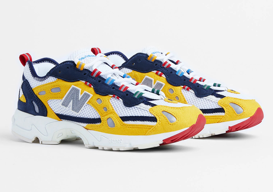 new balance white and yellow